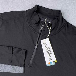 NEW Smartwool VRST Merino Wool 1/4 Zip Long Sleeve Base Layer Black Gray Large